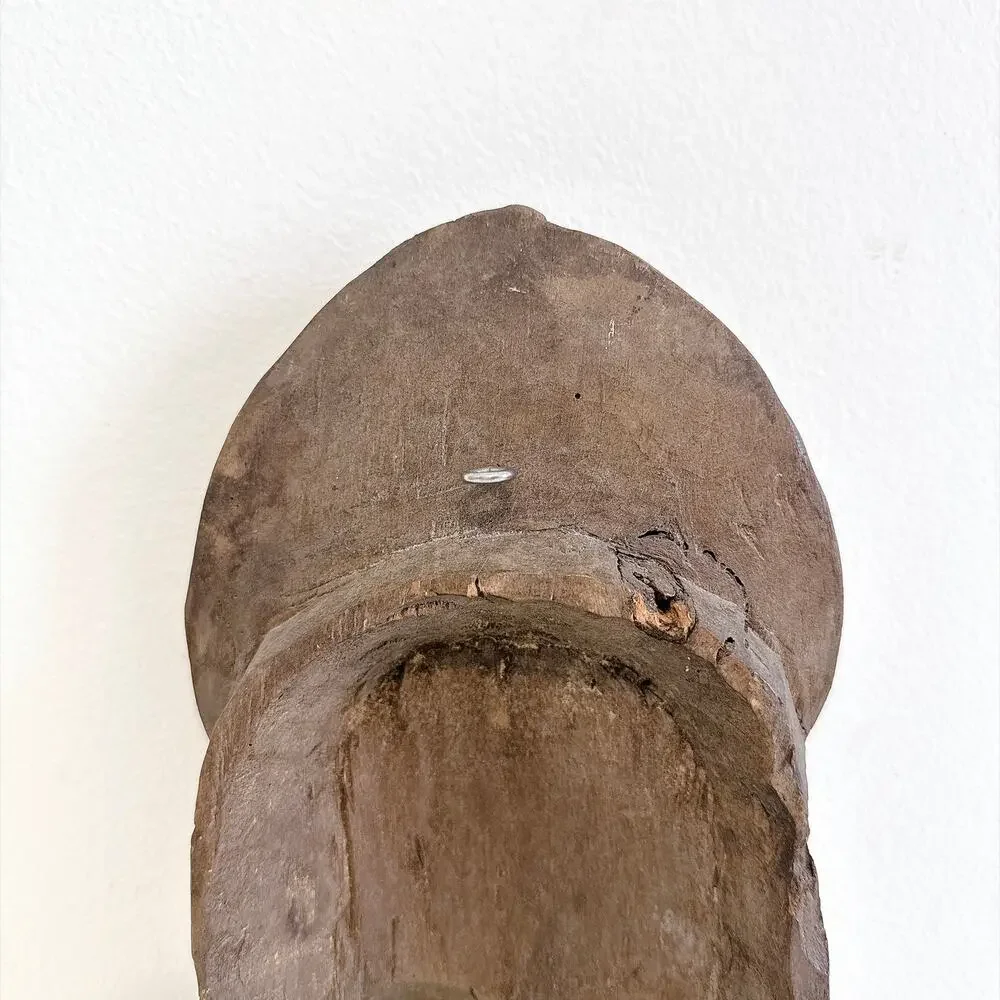 HAND-CARVED AFRICAN WOODEN BAULE PORTRAIT MASK WALL HANGING MBLO COTE D'IVOIRE